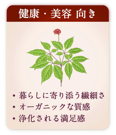 健康・美容 向き
・暮らしに寄り添う繊細さ
・オーガニックな質感
・浄化される満足感
